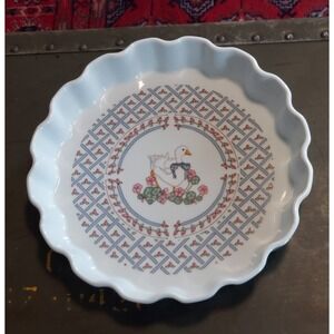 Vintage Shafford Eliza Duck 10 Inch Scalloped Quiche Tart Pan 1987 Japan Ceramic
